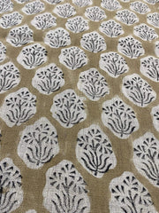 Irenia Block Print Handloom Linen Fabric